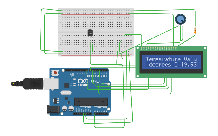 Circuit design temperature sensor | Tinkercad