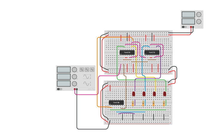 Circuit design Asynchronous (ripple) counter modulo 13 | Tinkercad