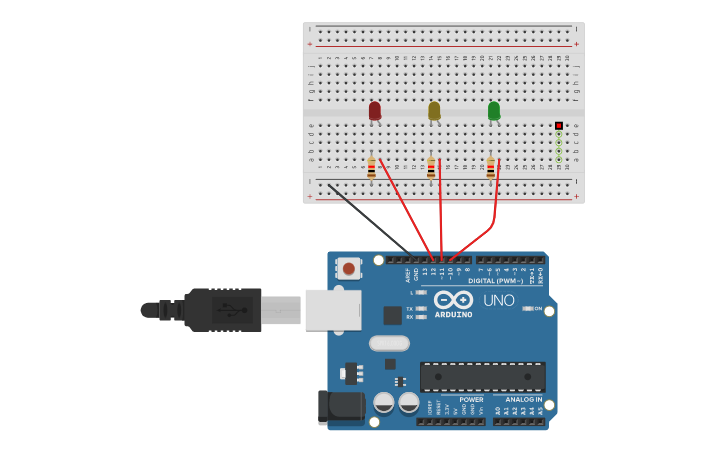 Circuit design Arduino Traffic Light Circuit | Tinkercad