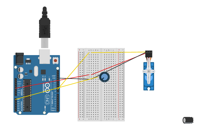 Circuit design Arduino Lesson 14. Servo Motors - Tinkercad