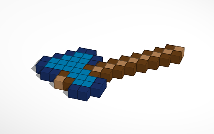 3D design minecraft diamond axe | Tinkercad