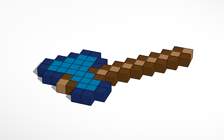 3D Design Minecraft Diamond Axe Tinkercad