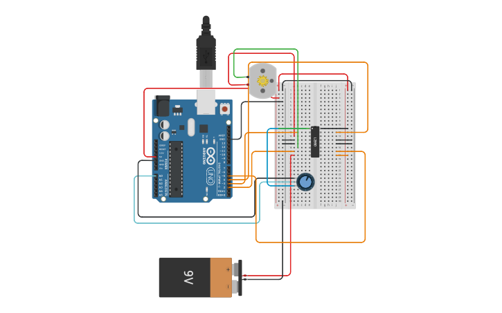 Circuit design Copy of DC Motor RPM | Tinkercad