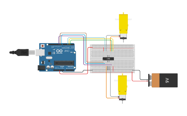 Circuit Design 2 Dc Motors With L293d And Arduino Tinkercad
