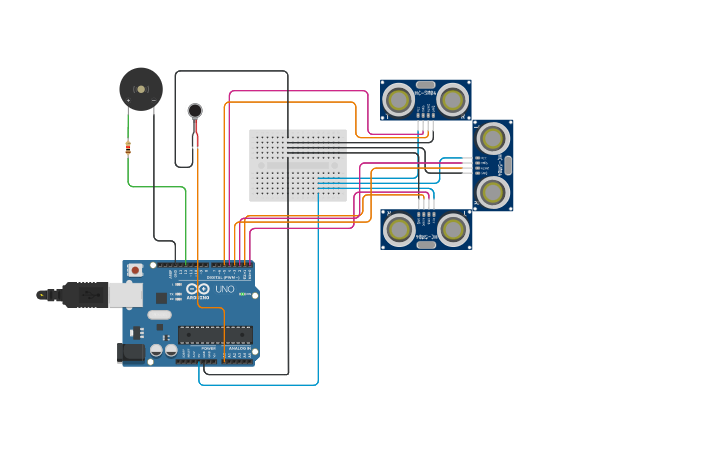 Circuit design Smart Blind Navigation System - Tinkercad