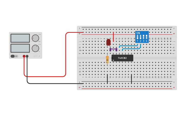 Circuit design IC 7402 NOR GATE Project - Tinkercad