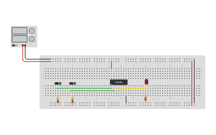Circuit design XOR Gate | Tinkercad