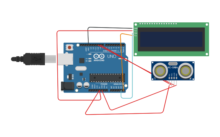 Circuit design UV sensor with LCD - Tinkercad