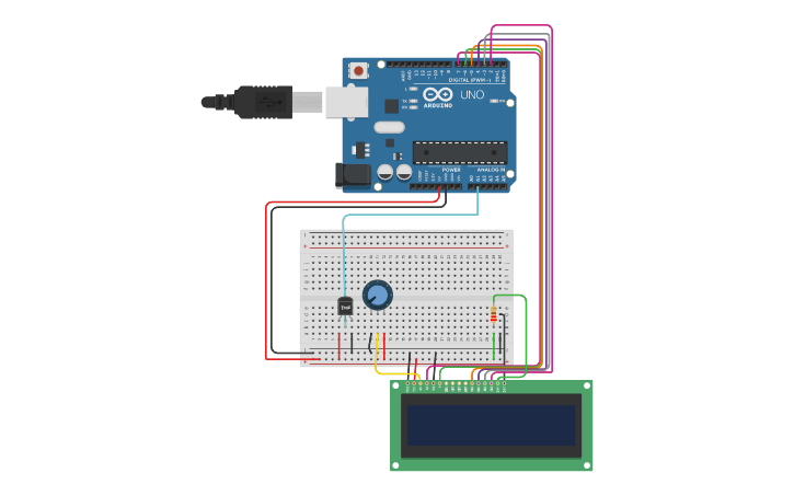 Circuit design Sensor de temperatura con display - Tinkercad