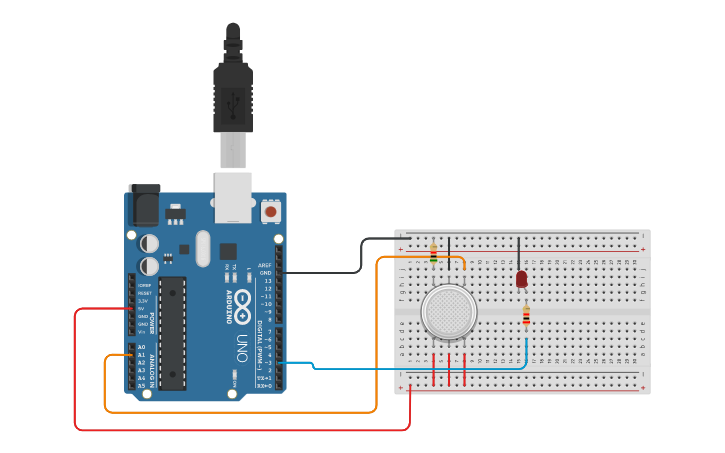 Circuit design Gas Sensor - Tinkercad