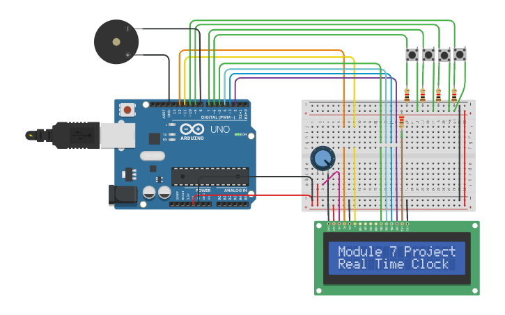 Circuit design Real Time Clock using Arduino - Tinkercad