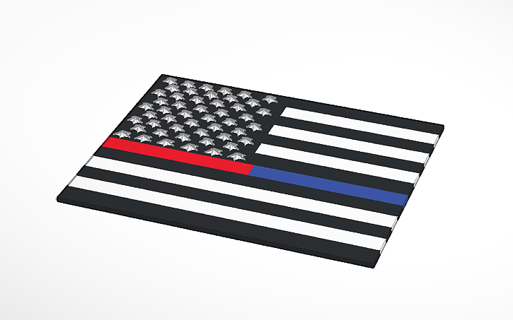 3D design THIN RED AND BLUE LINE FLAG | Tinkercad