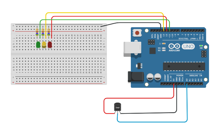 Circuit design Capteur de température - Tinkercad