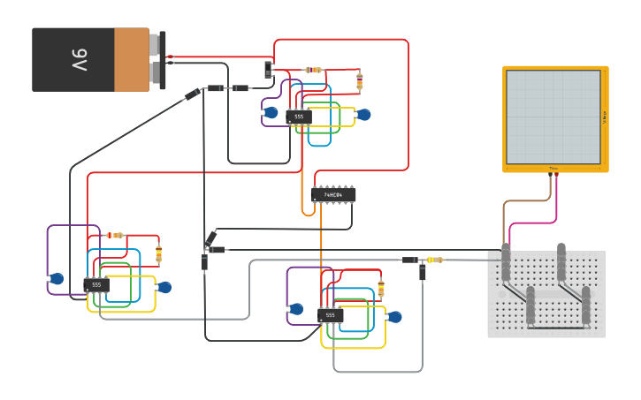 Circuit design SOS Flashing Circuit (with inverter) | Tinkercad