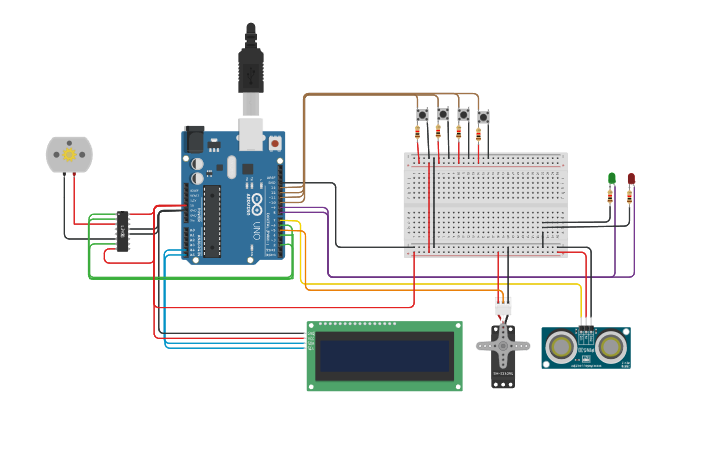 Circuit design Project Smart Parking - Tinkercad