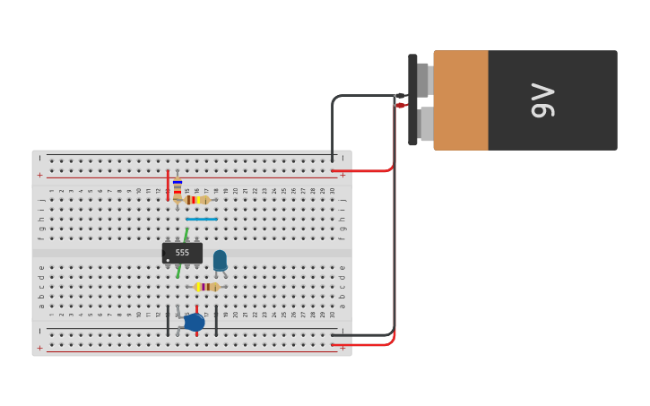 Circuit design 555 Astable circuit - Tinkercad