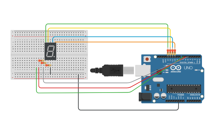 Circuit design Display 7 seg Arduino | Tinkercad