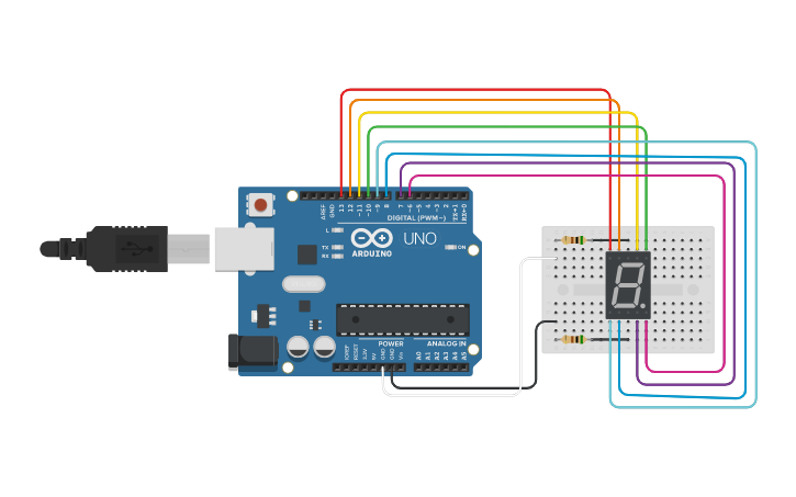 afficheur 7 segment arduino tinkercad