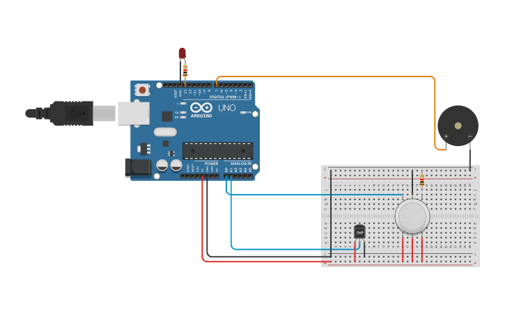 Circuit design Fire Alarm System - Tinkercad