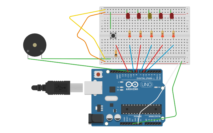 Circuit design Ruleta de la fortuna - Tinkercad