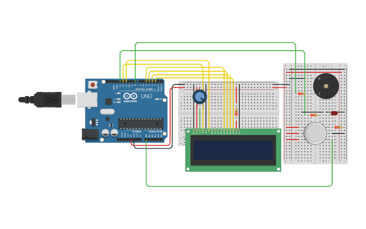 Circuit design Smart Fire Alarm System - Tinkercad