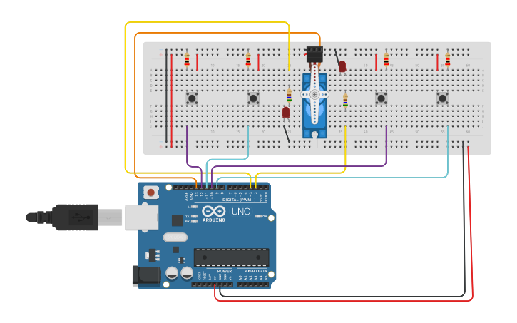 Circuit design Train Crossing - Tinkercad