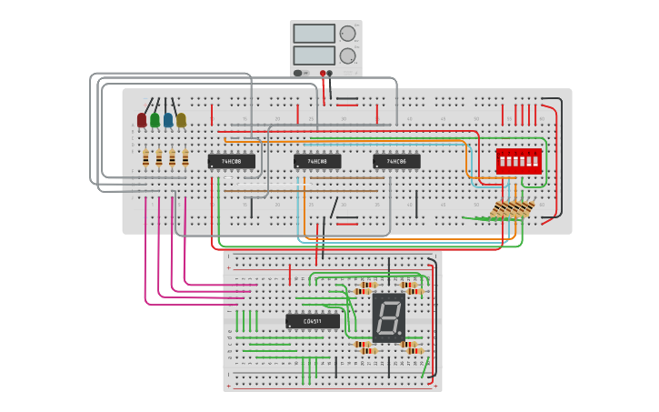 Circuit design MULTIPLICADOR 3 BITS - Tinkercad