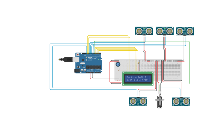Circuit design Smart Parking System Using Aurdino - Tinkercad