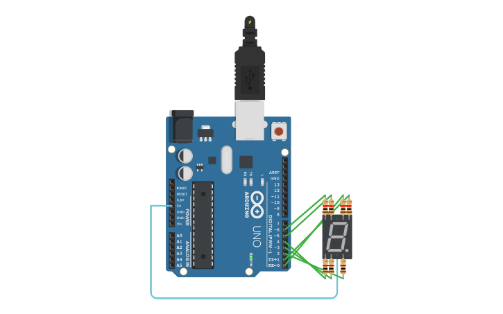 Circuit design 7-Segment LED - Tinkercad