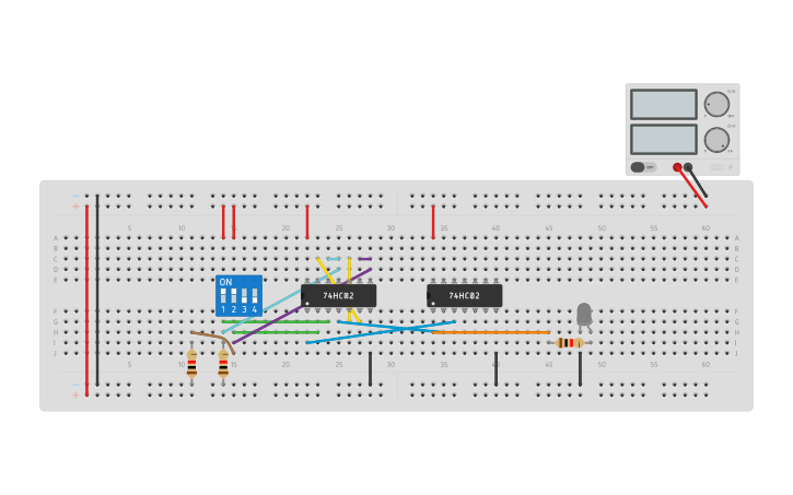 Circuit design XOR Gate (Using NOR Gate) - Tinkercad