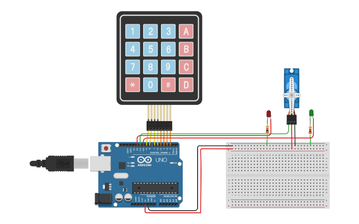 Circuit design Keypad with Arduino Servo Motor - Tinkercad