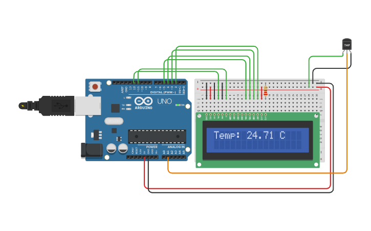 Circuit design temperature sensor - Tinkercad