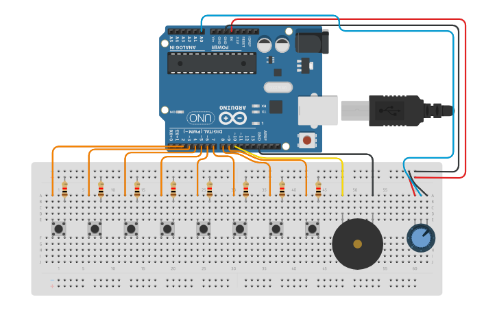 Circuit design Piano! - Tinkercad