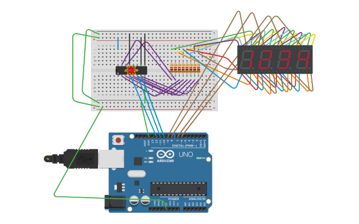 Circuit design multiplexing 4 seven segment display using 595 ic ...
