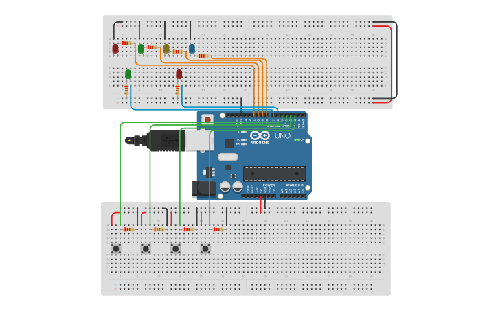 Circuit design Jogo Genius - Tinkercad