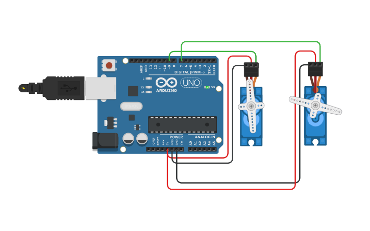 Circuit design Servomotor - Tinkercad