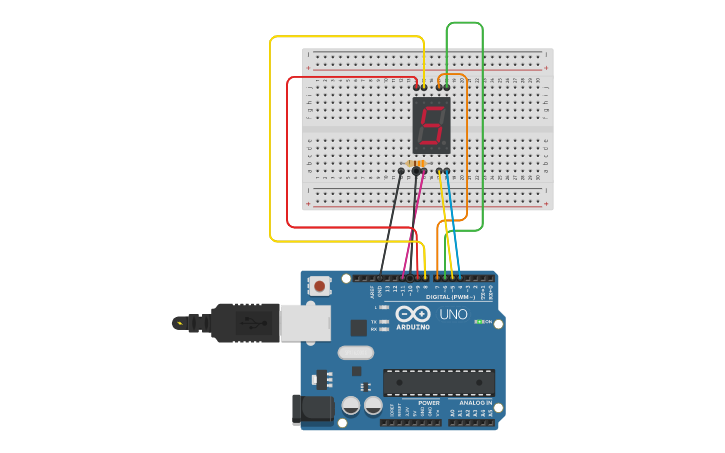 Circuit design 7세크먼트1-8 - Tinkercad