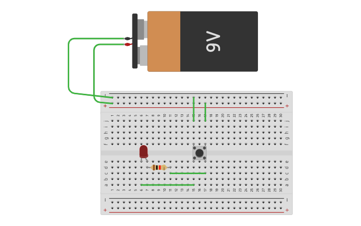 Circuit design LED CON BOTON - Tinkercad
