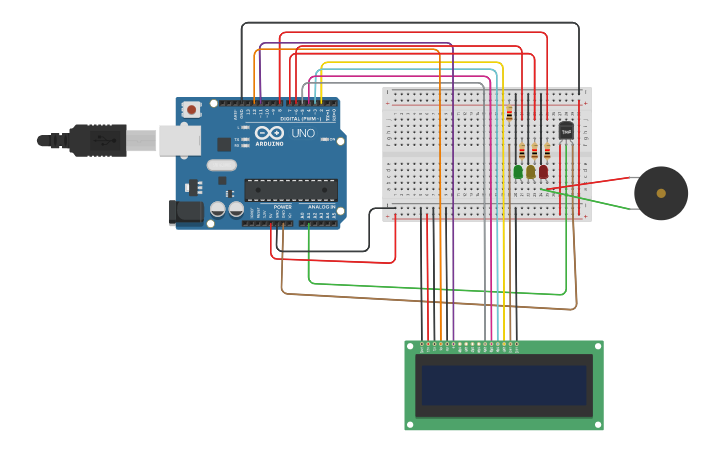 Circuit design SENSOR DE TEMPERATURA CON LCD - Tinkercad
