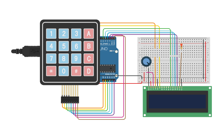 Circuit design SW Keypad Interfacing 1 - Tinkercad