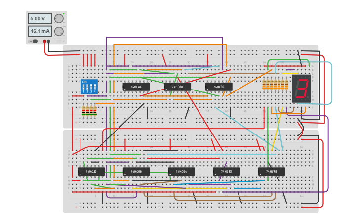 Circuit design Display 7 segments - Tinkercad