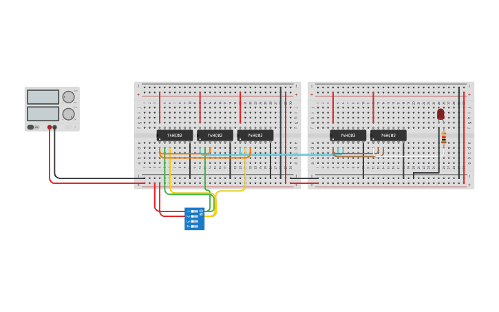Circuit design X-OR USING NOR - Tinkercad