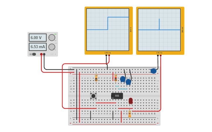 Circuit design Monostable 555-Timer Clock pulse - Tinkercad