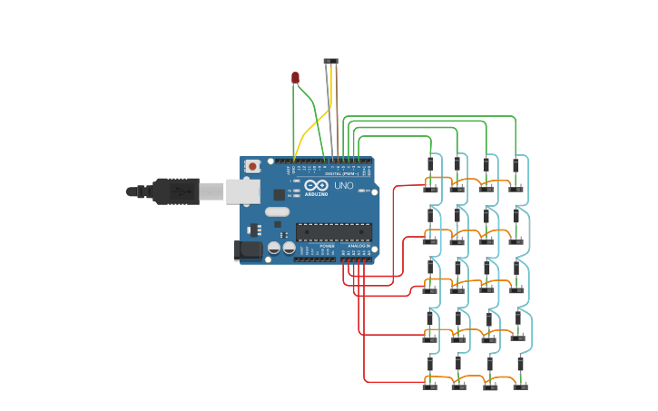 Circuit design Matrix Keyboard - Tinkercad