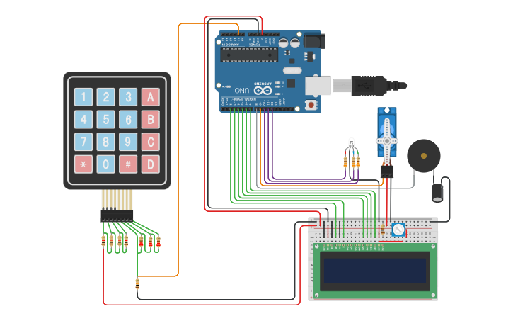 Circuit design Password keypad - Tinkercad