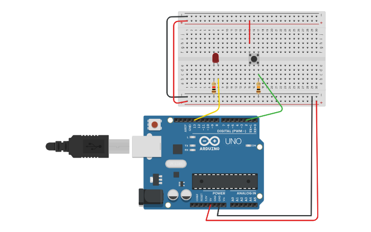 Circuit design pushbutton digital input - Tinkercad