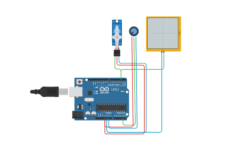 Circuit design Servo mit Potentiometer | Tinkercad