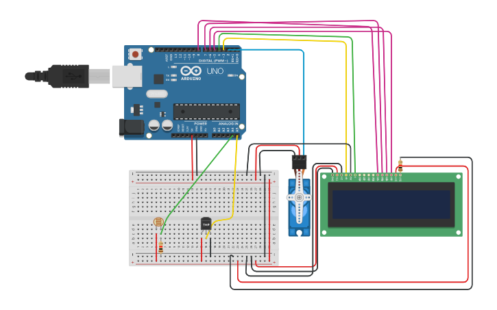 Circuit design Copy of Smart curtain system - Tinkercad