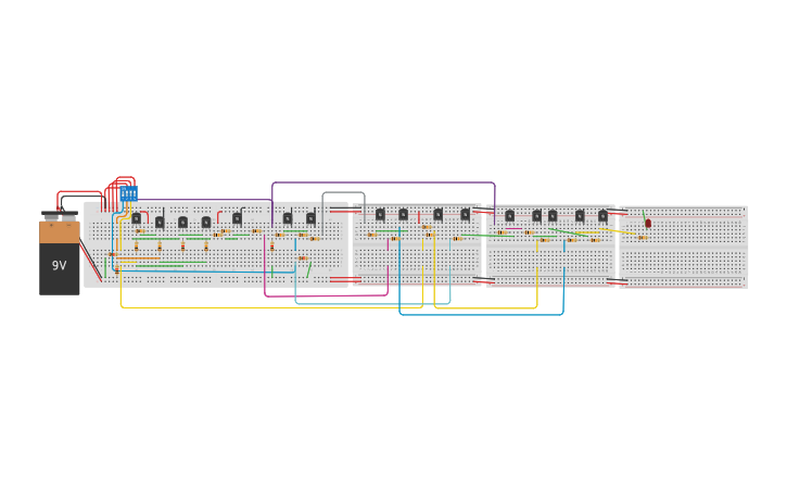 Circuit design Copy of led con pulsador y bateria de 9v - Tinkercad