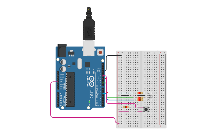 Circuit design Led RGD - Tinkercad